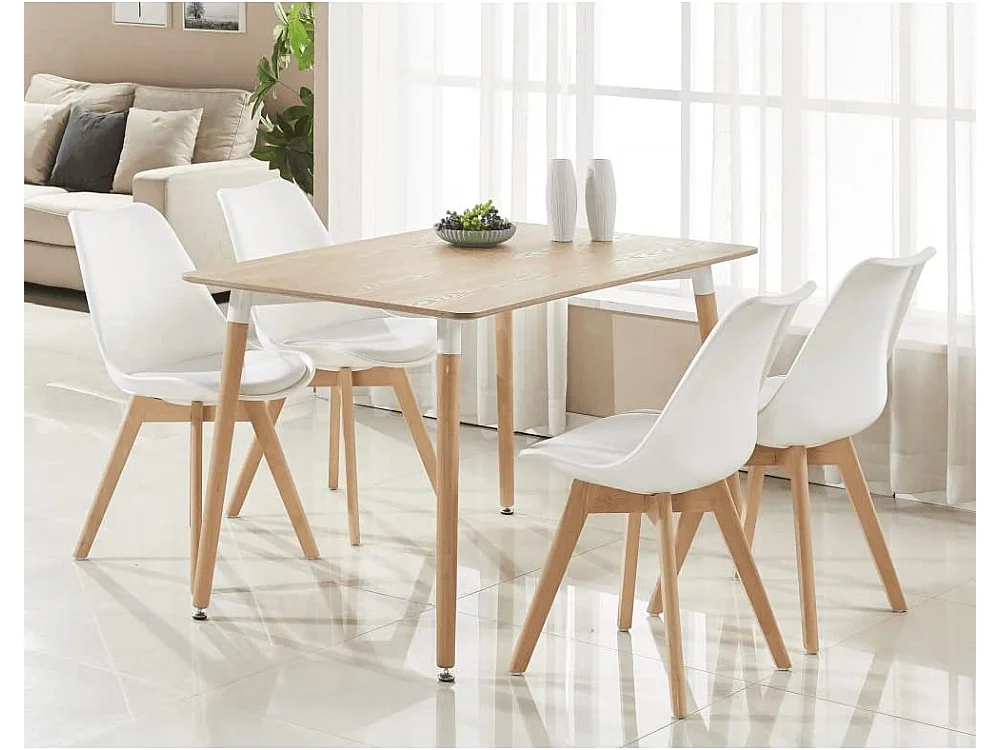 Halo - Table Rectangulaire Style Scandinave - Effet Chêne - Marron