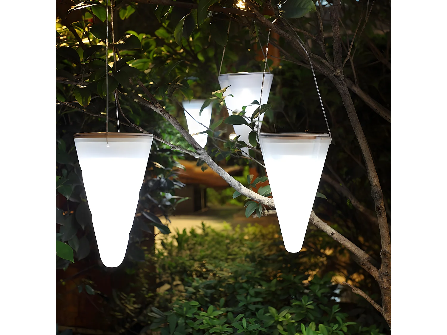 Lámpara colgante solar cónica H27cm HANG CREAMY W34