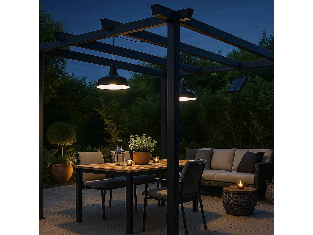 Suspension d'extérieur nomade solaire WAREN Noir Metal D18cm