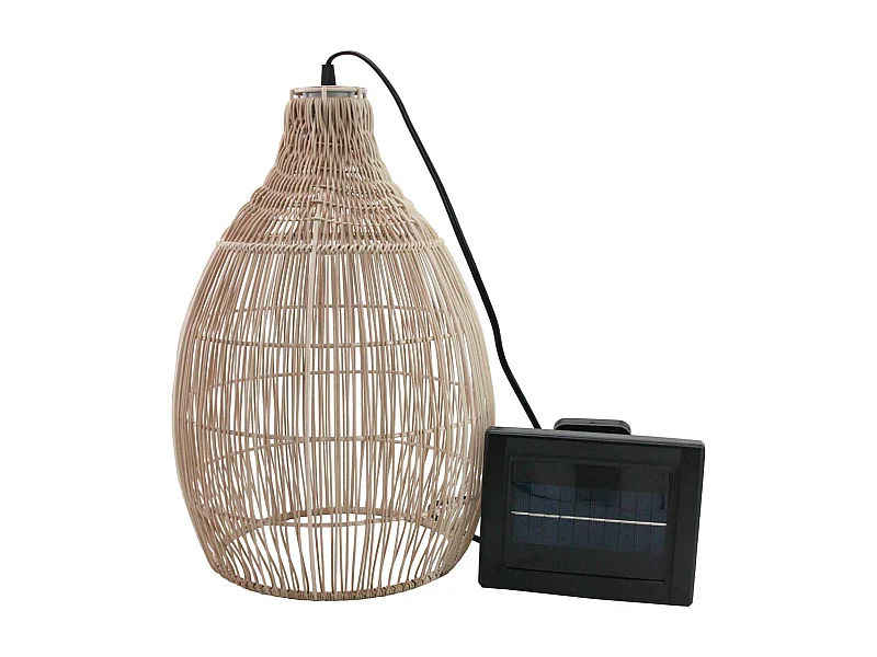 Suspension solaire bohème HOLIDAY Beige Poly rotin H42cm