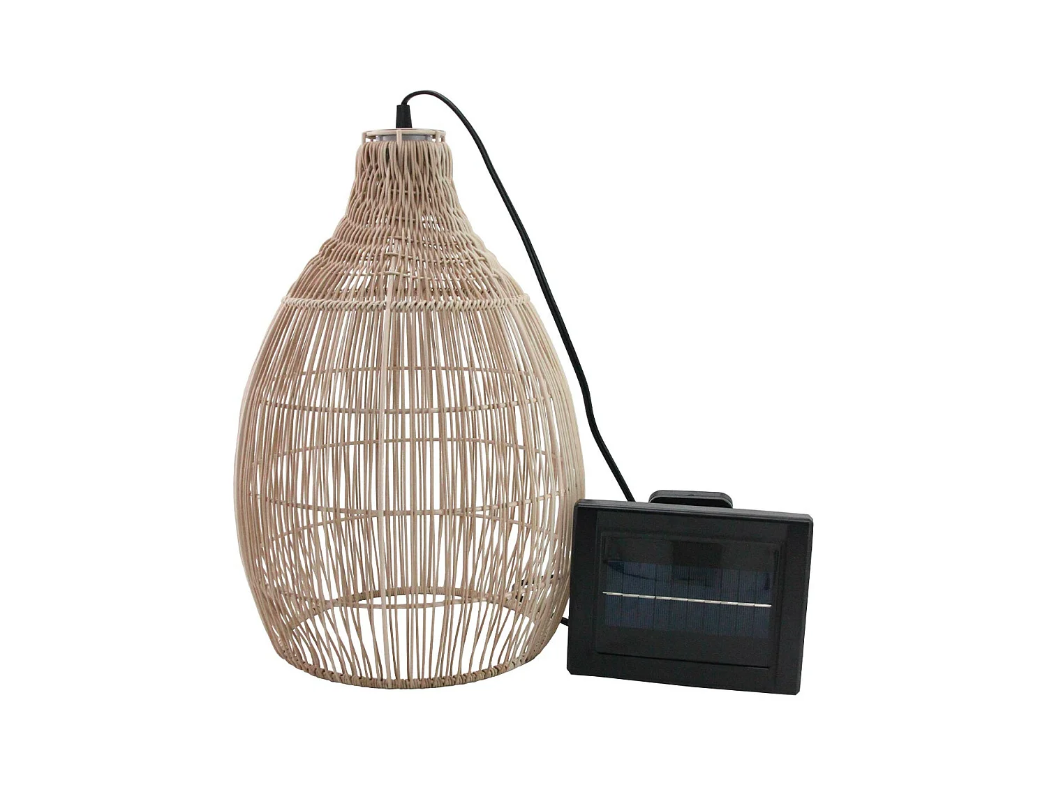 Suspension solaire bohème HOLIDAY Beige Poly rotin H42cm