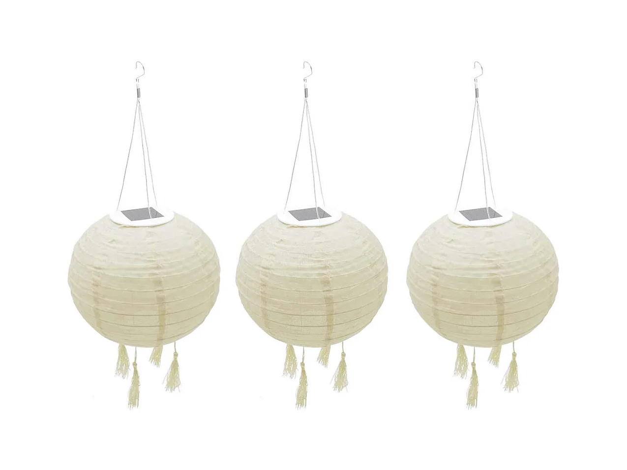 Lot de 3 lampions solaires HIMALAYA Blanc Nylon ∅30cm