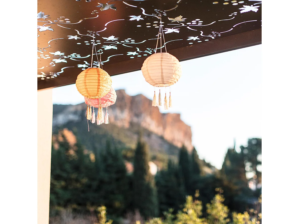 Lot de 3 lampion solaire SHANGRI LA Orange Nylon D20cm