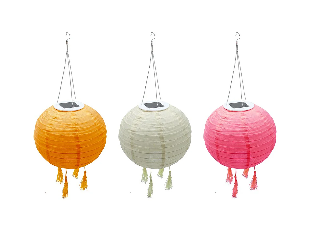 Lot de 3 lampion solaire SHANGRI LA Orange Nylon D20cm