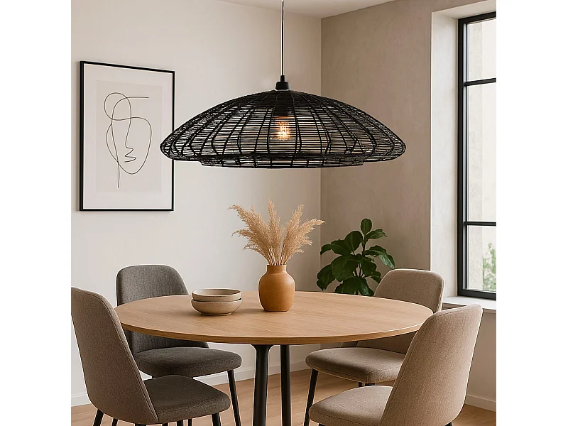 Grande Suspension intérieur ALBA Noir Fibre naturelle D80CM