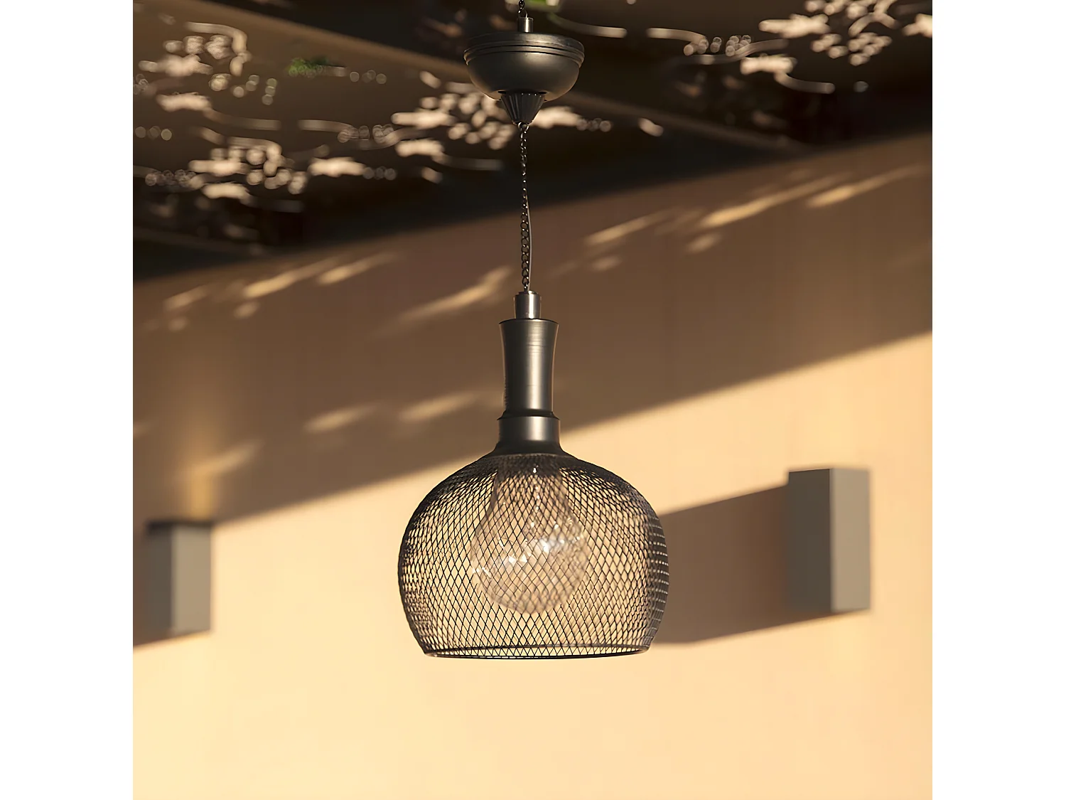 Suspension solaire ronde LOFT ROUND Noir Acier H85cm