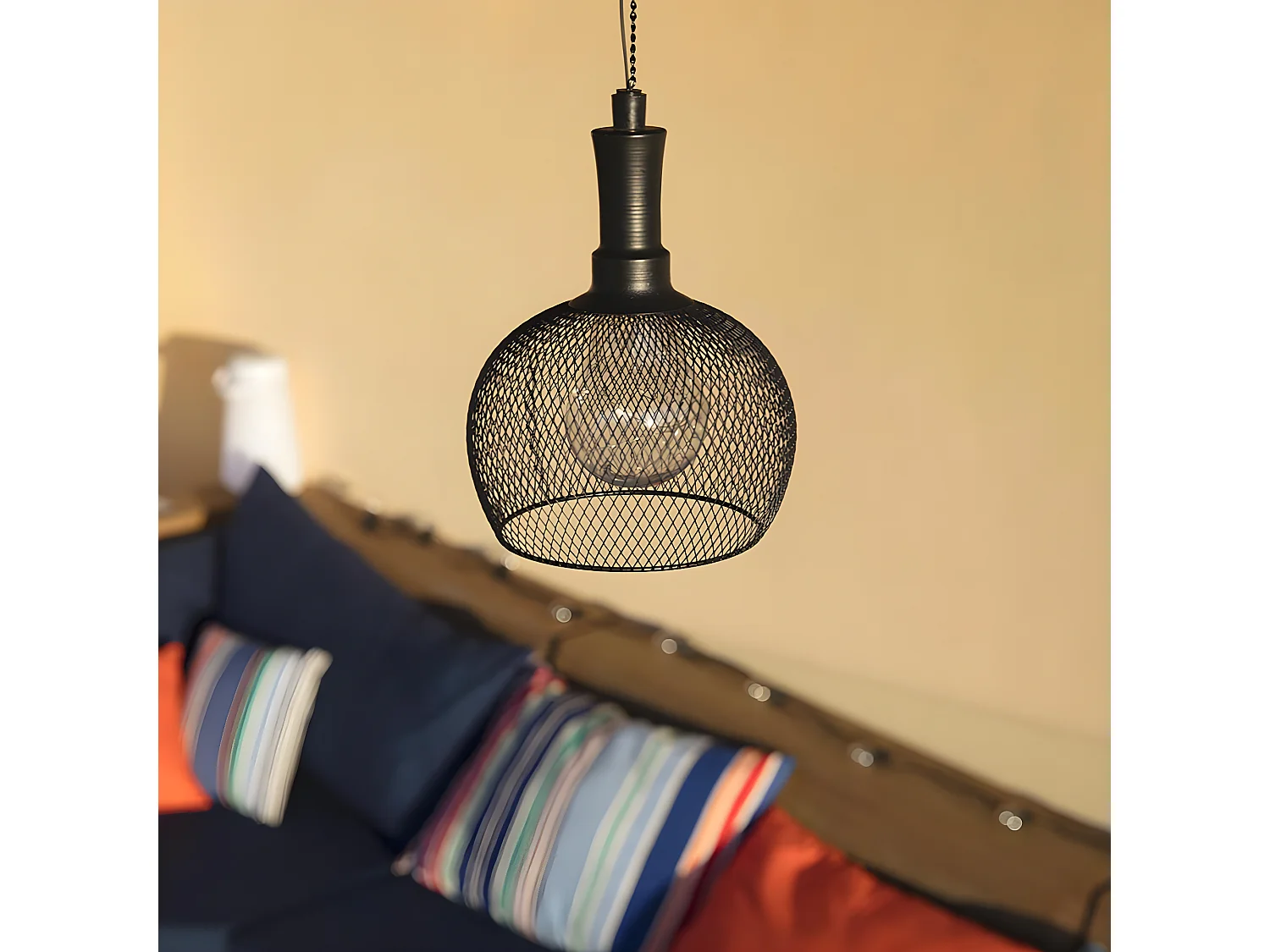 Suspension solaire ronde LOFT ROUND Noir Acier H85cm