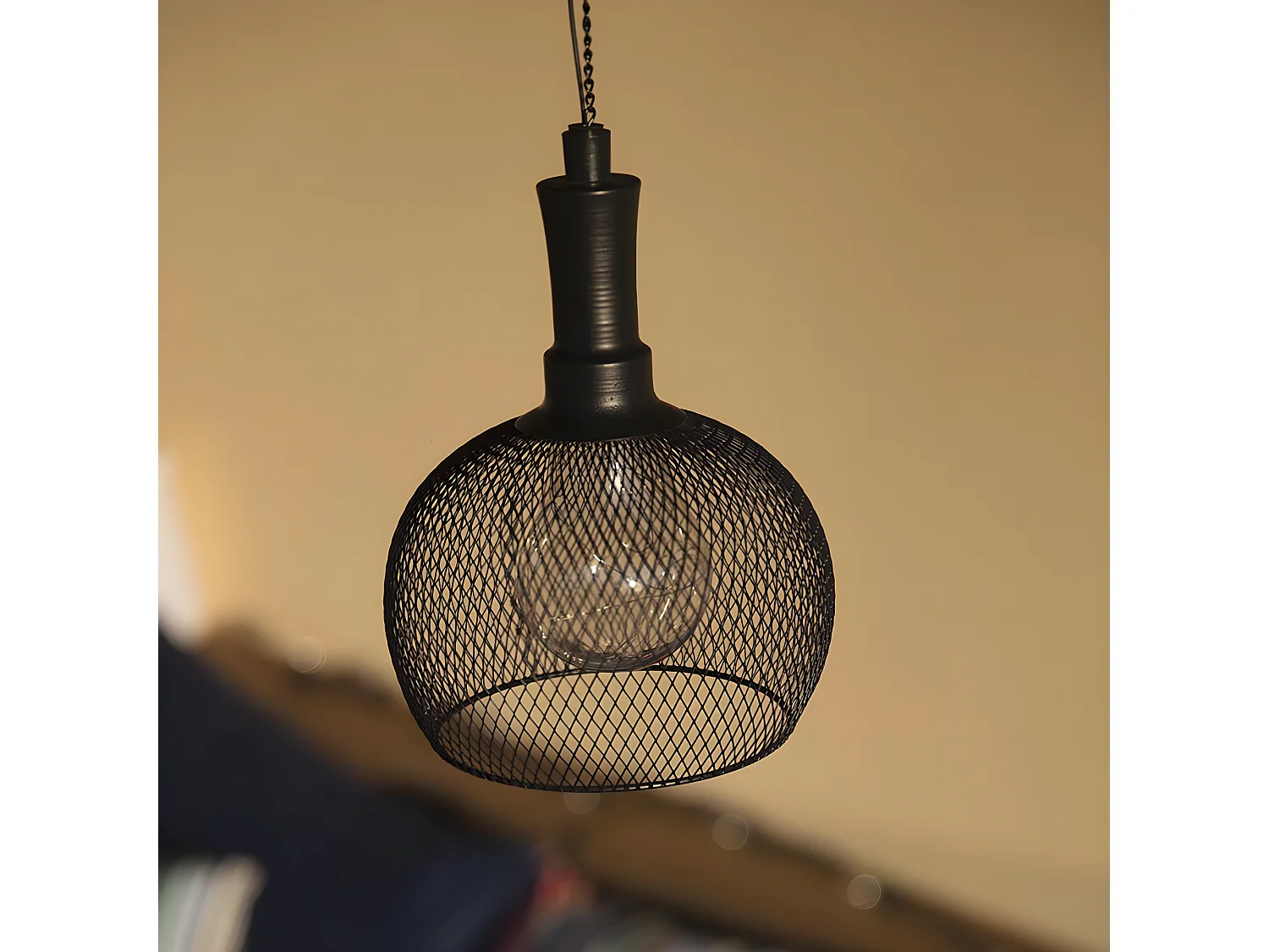 Suspension solaire ronde LOFT ROUND Noir Acier H85cm