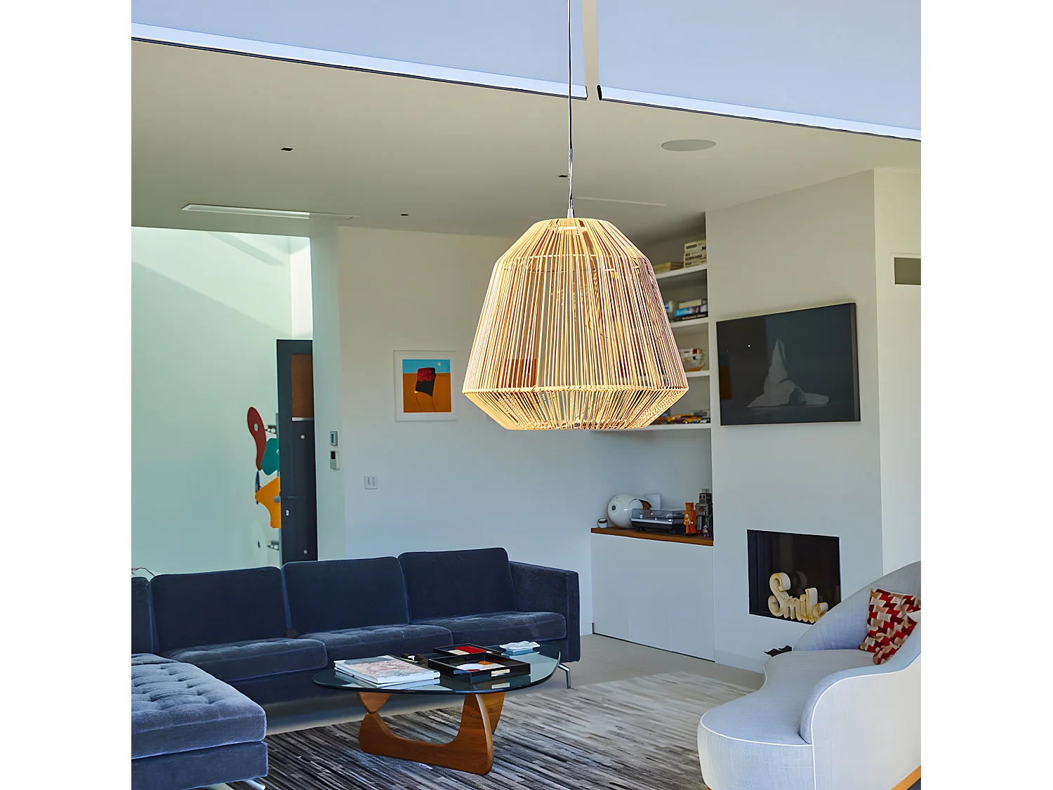 Suspension solaire bohème MAYA Marron Poly rotin H39cm