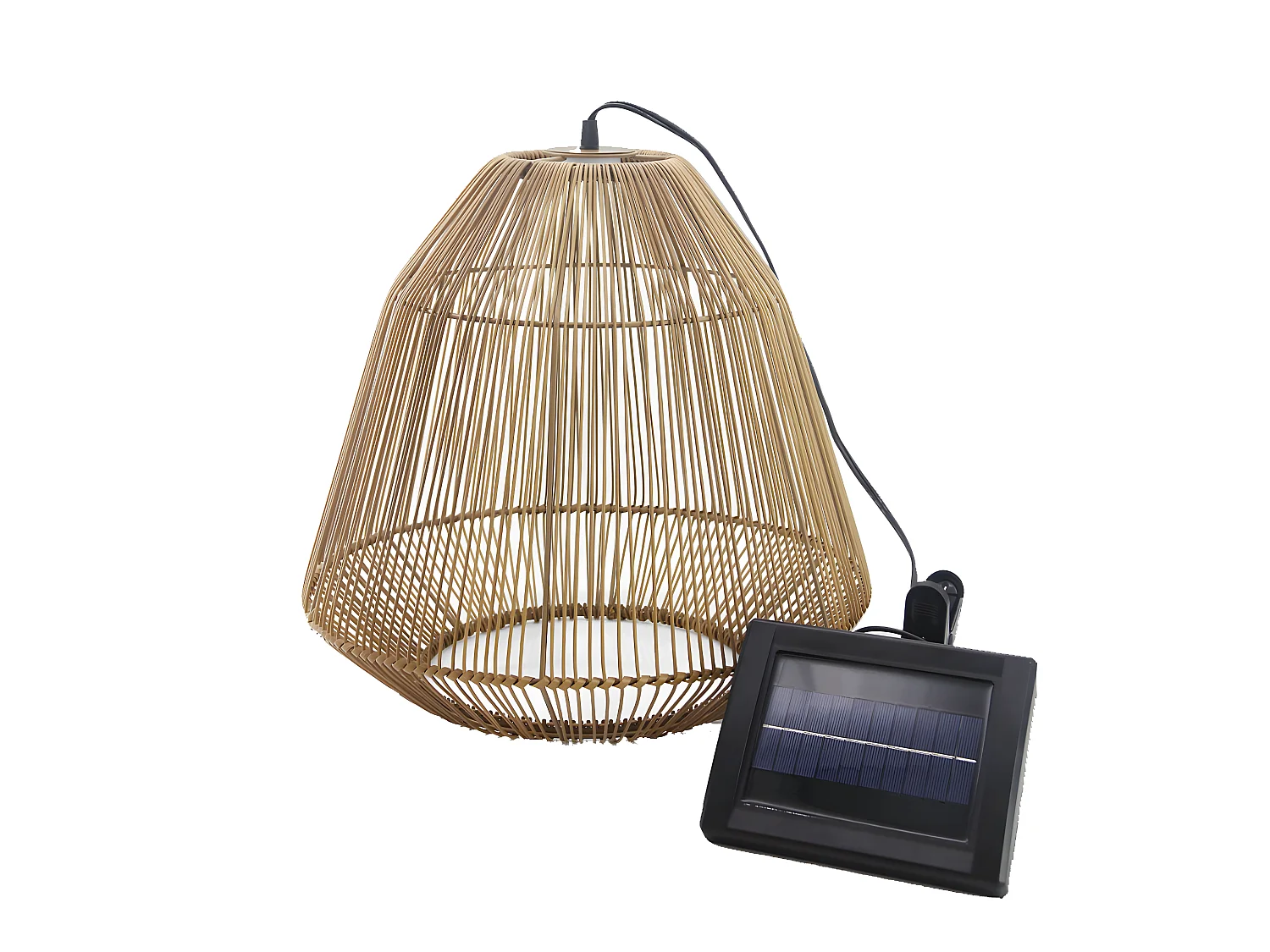 Suspension solaire bohème MAYA Marron Poly rotin H39cm
