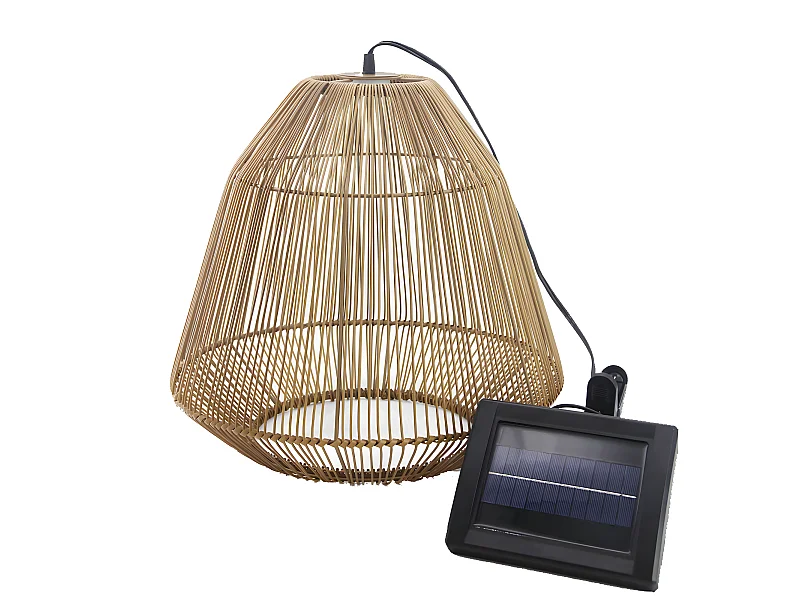 Suspension solaire bohème MAYA Marron Poly rotin H39cm