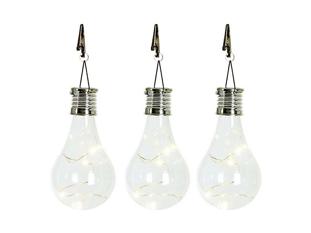 3 ampoules solaires micro LED 3x STAR EDISUN Transparent Verre H19cm