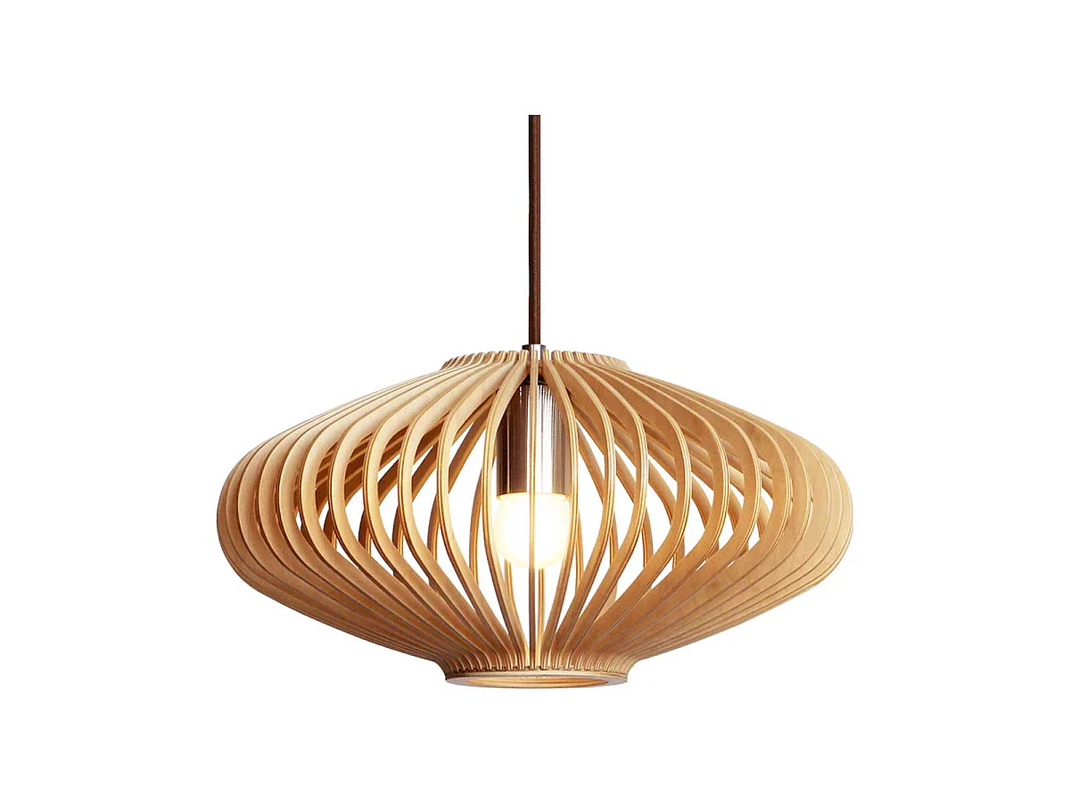 Suspension ODETTA en bois avec monture électrique E27 36 cm diamètre
