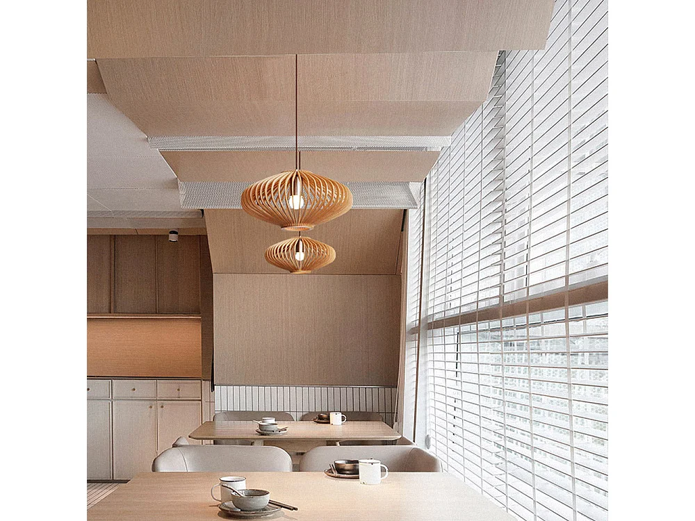 Suspension ODETTA en bois avec monture électrique E27 36 cm diamètre