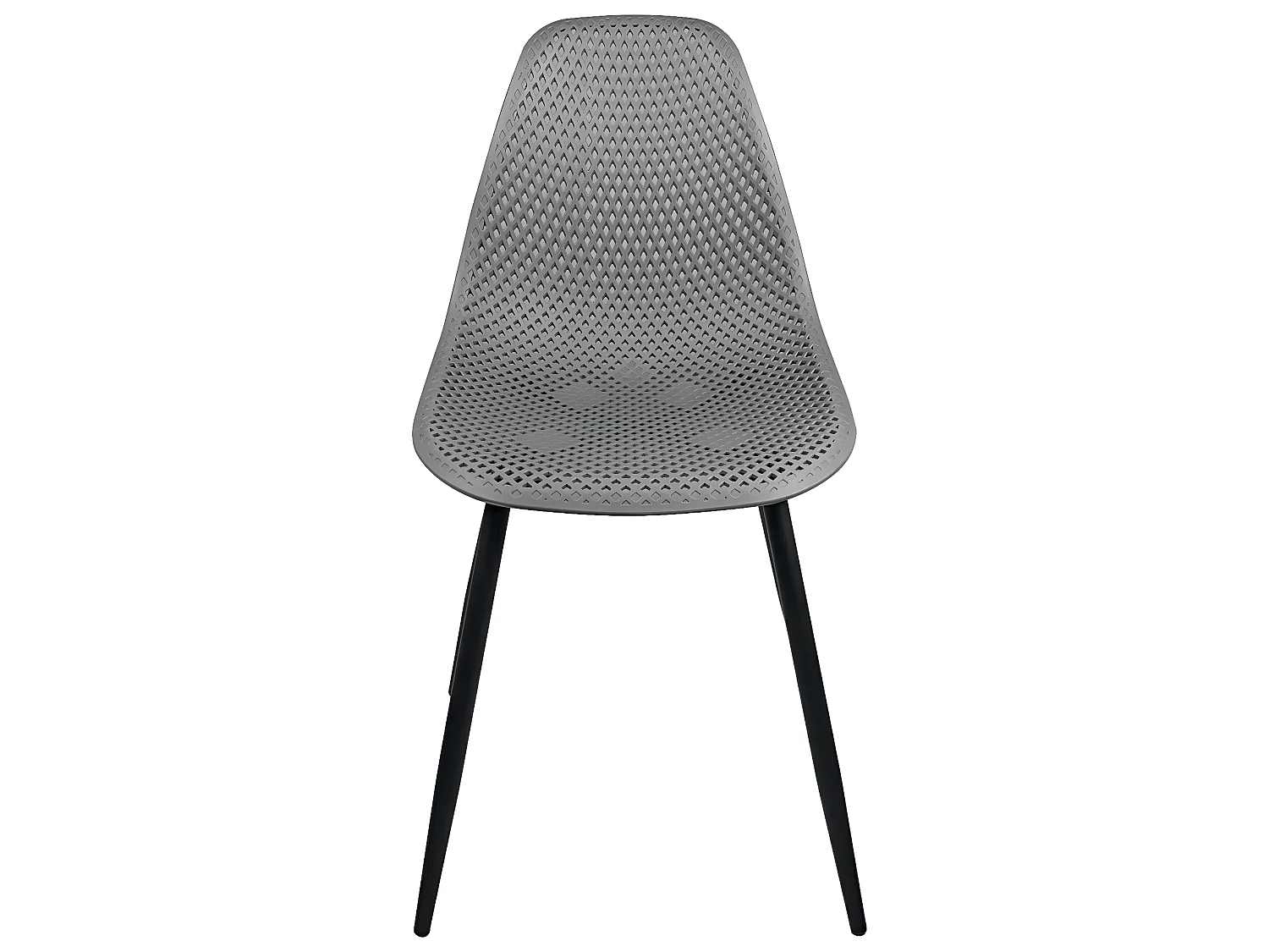 Lot 4 chaises de cuisine siège plastique souple nid d’abeille pieds métal OTA (noir gris)