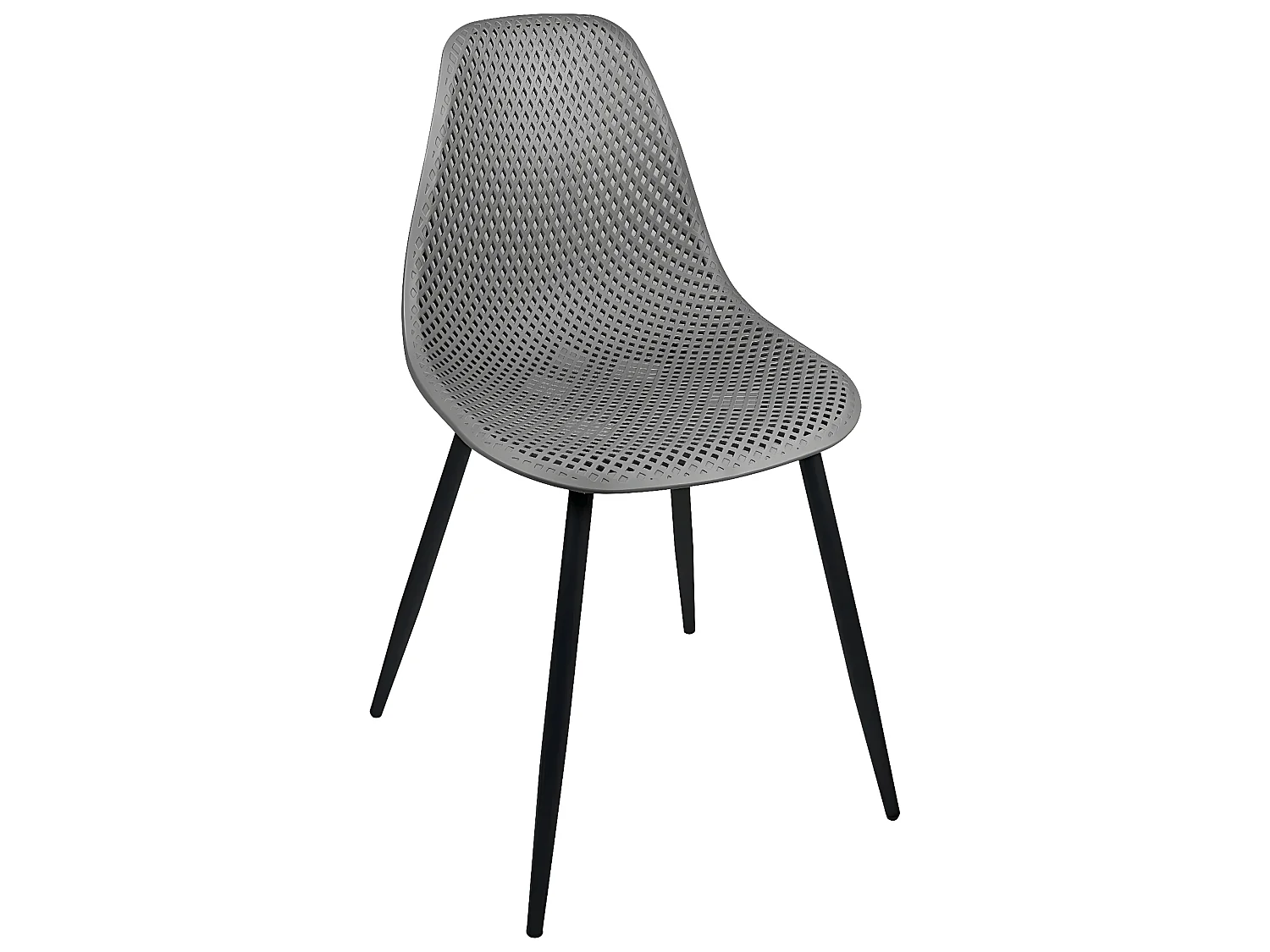 Lot 4 chaises de cuisine siège plastique souple nid d’abeille pieds métal OTA (noir gris)