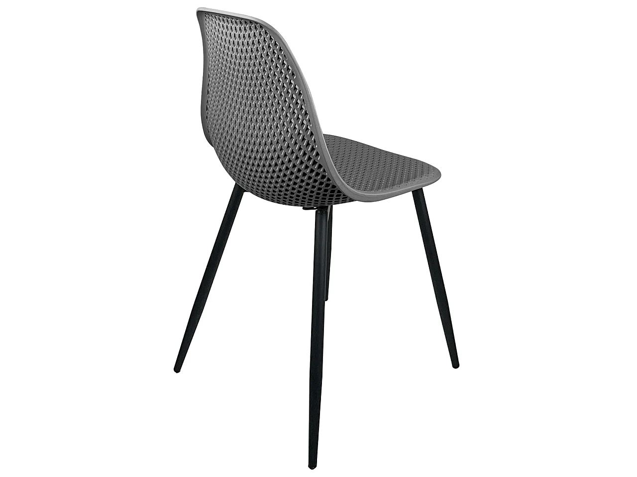 Lot 4 chaises de cuisine siège plastique souple nid d’abeille pieds métal OTA (noir gris)