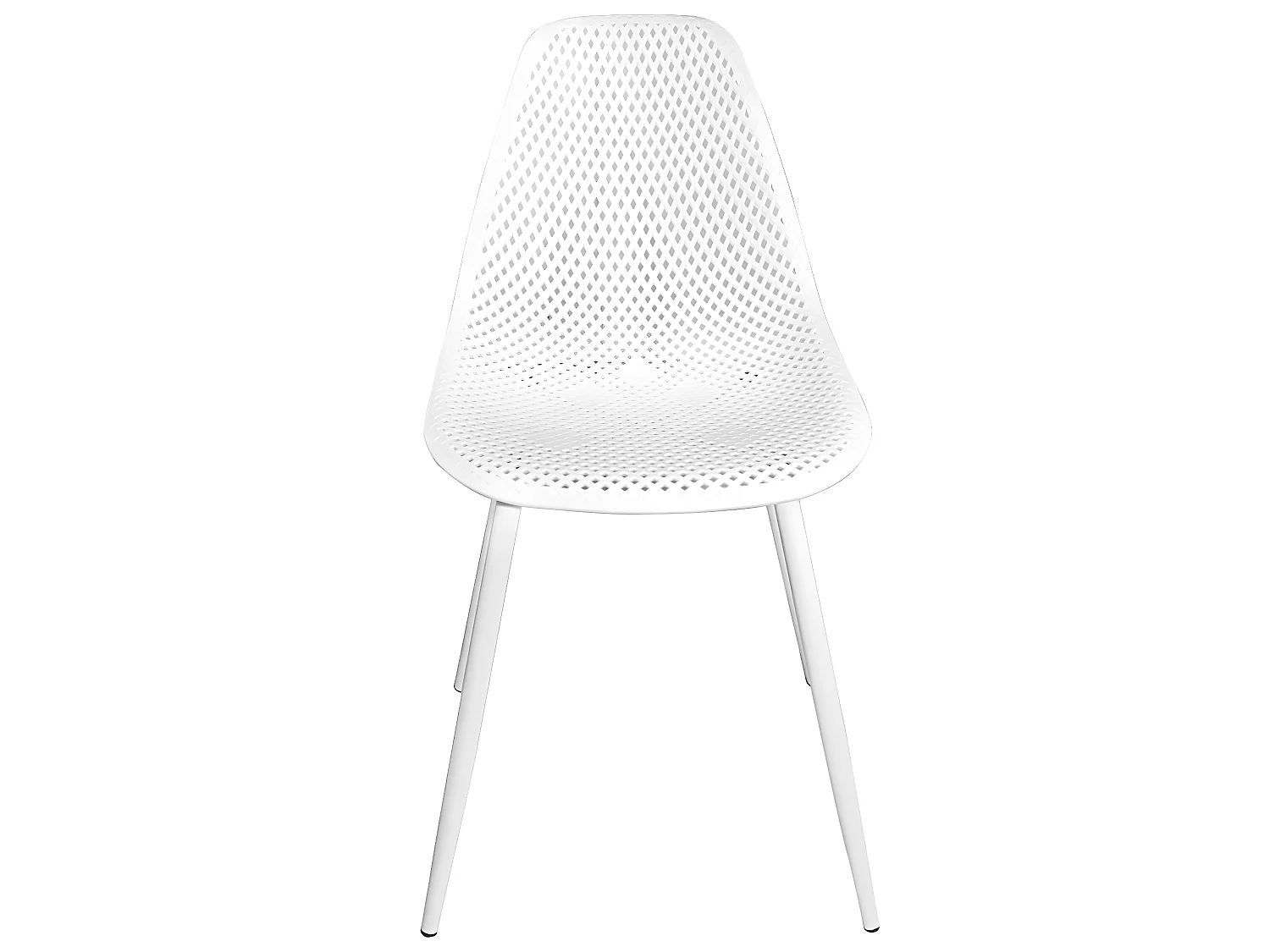 Lot 4 chaises de cuisine siège plastique souple nid d’abeille pieds métal OTA (blanc)