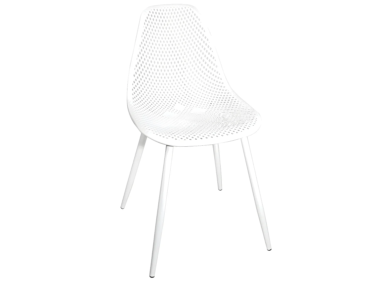 Lot 4 chaises de cuisine siège plastique souple nid d’abeille pieds métal OTA (blanc)