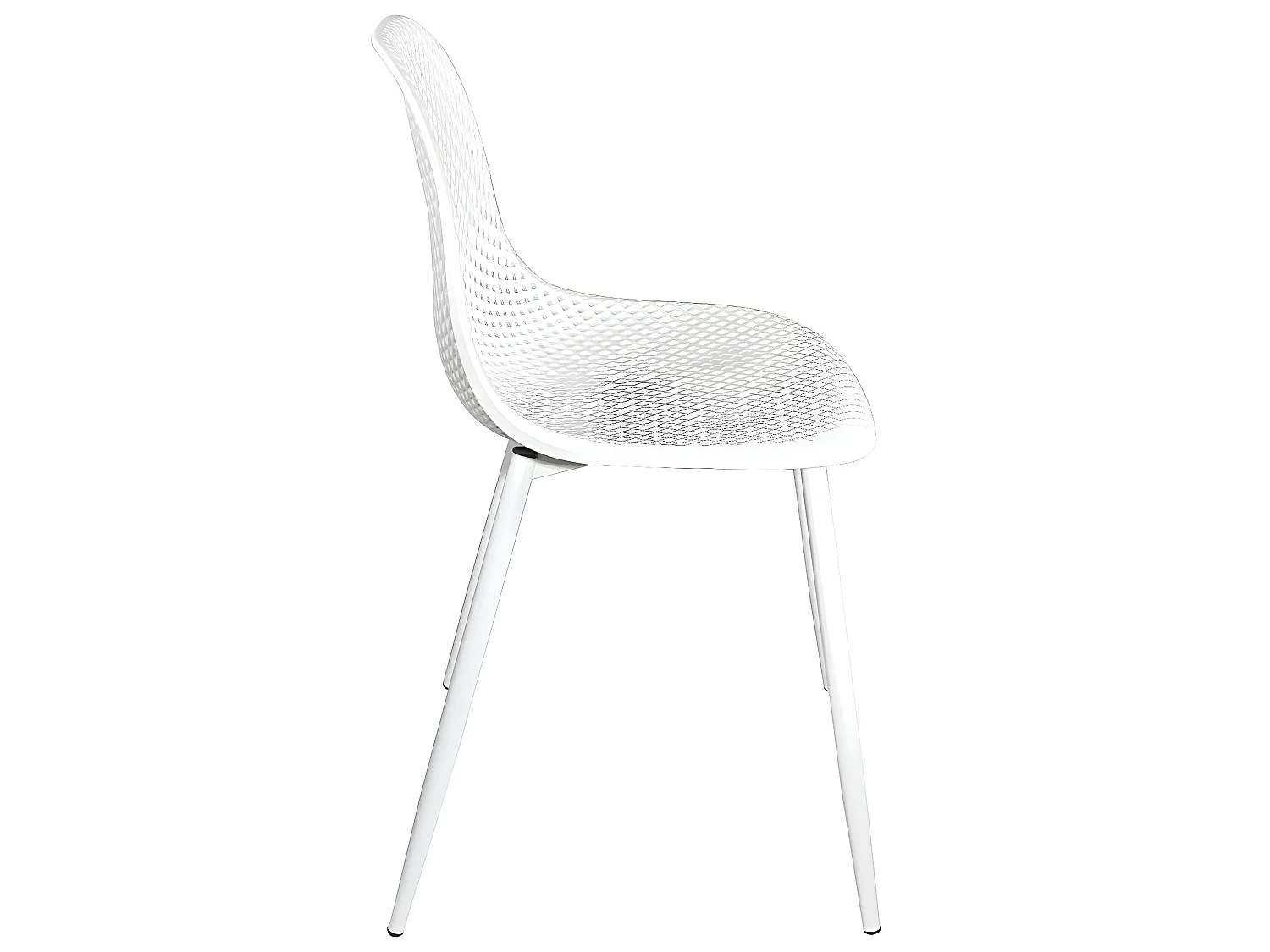 Lot 4 chaises de cuisine siège plastique souple nid d’abeille pieds métal OTA (blanc)