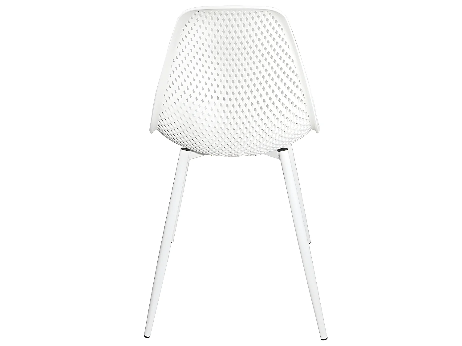 Lot 4 chaises de cuisine siège plastique souple nid d’abeille pieds métal OTA (blanc)