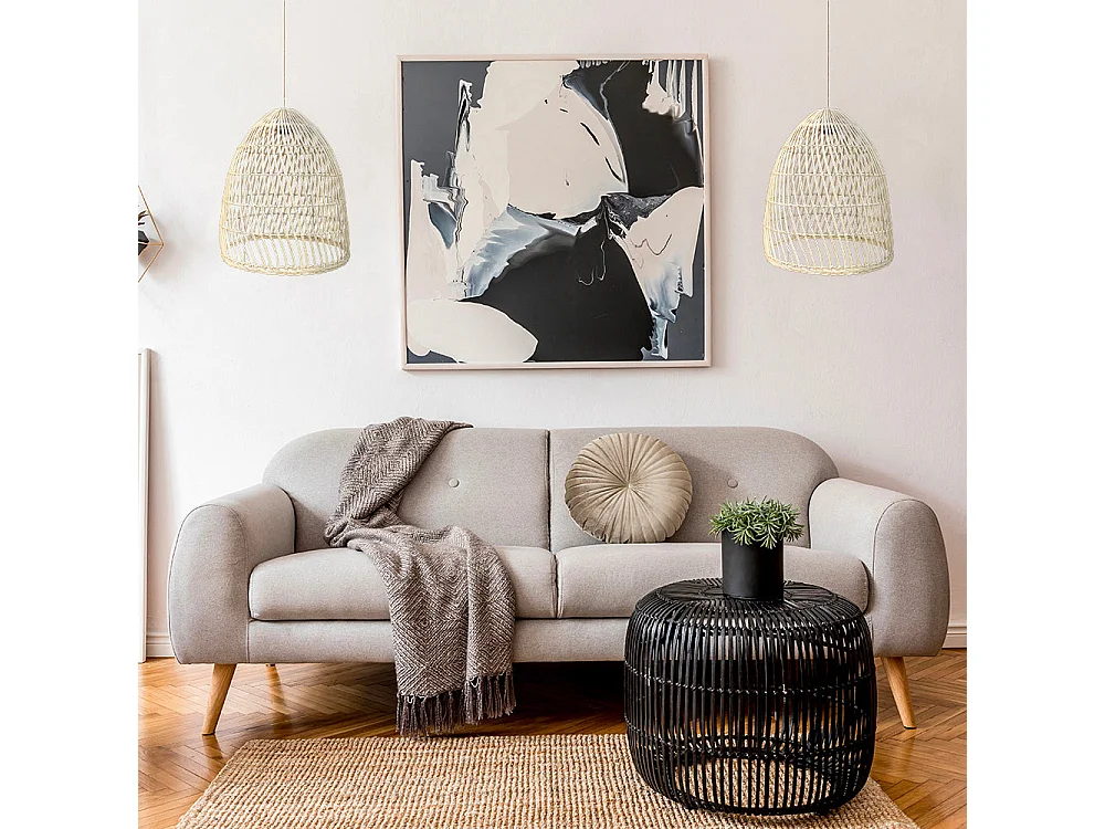 Abat jour intérieur/extérieur PAULO Beige Rotin d40cm