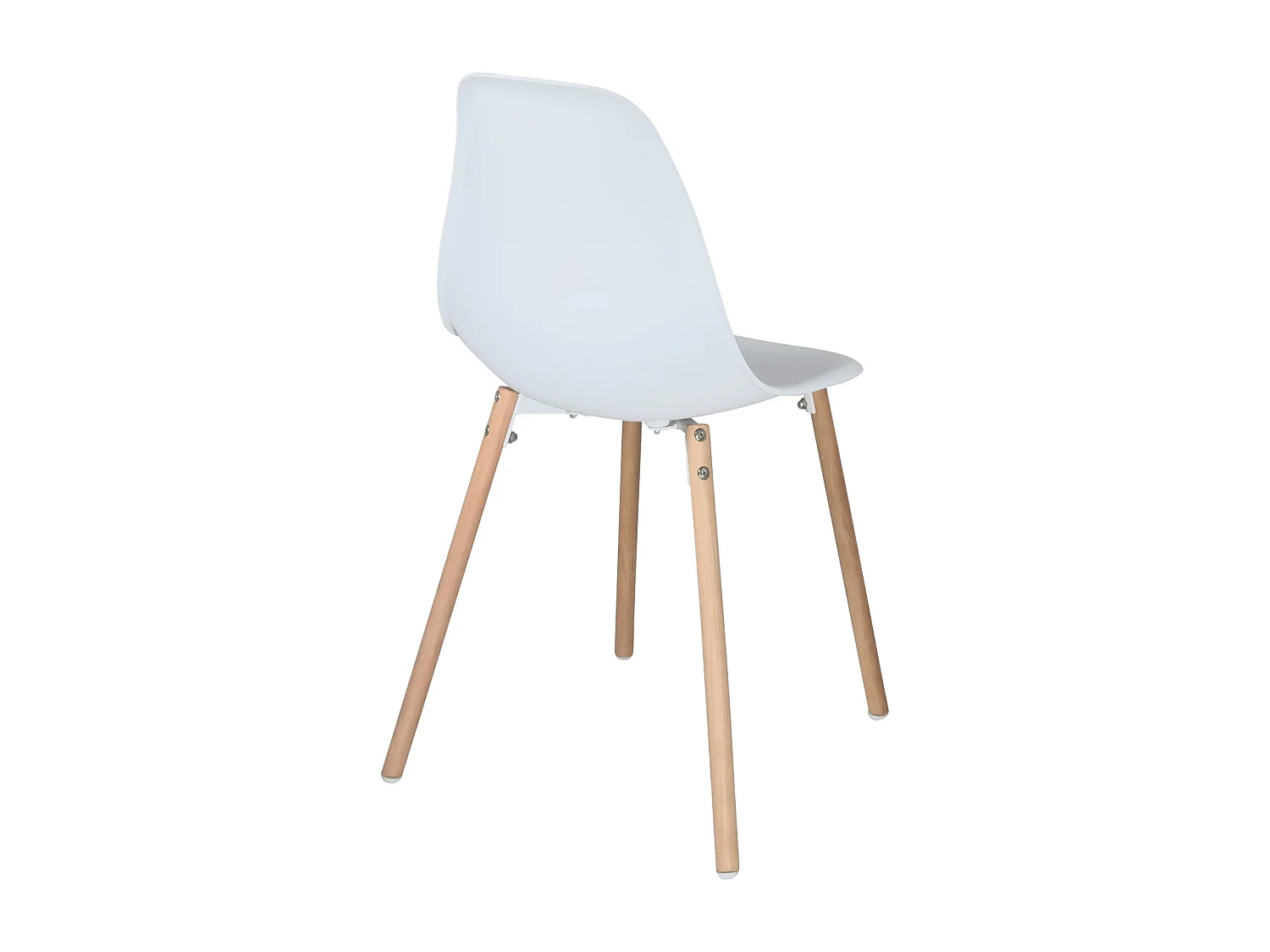 Lot 4 chaises scandinaves de cuisine siège plastique souple pieds bois clair OVA (Blanche)