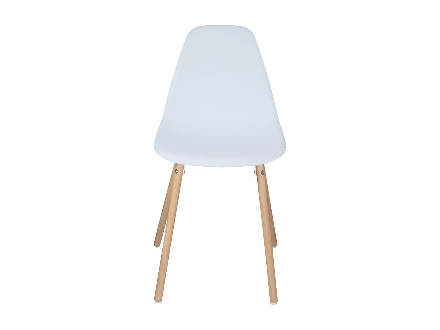 Lot 4 chaises scandinaves de cuisine siège plastique souple pieds bois clair OVA (Blanche)