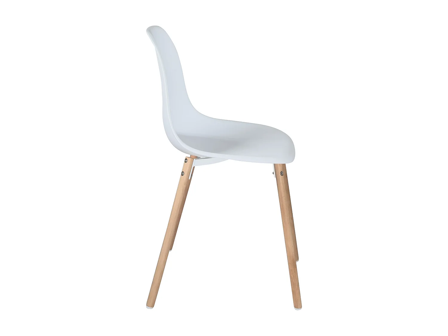 Lot 4 chaises scandinaves de cuisine siège plastique souple pieds bois clair OVA (Blanche)