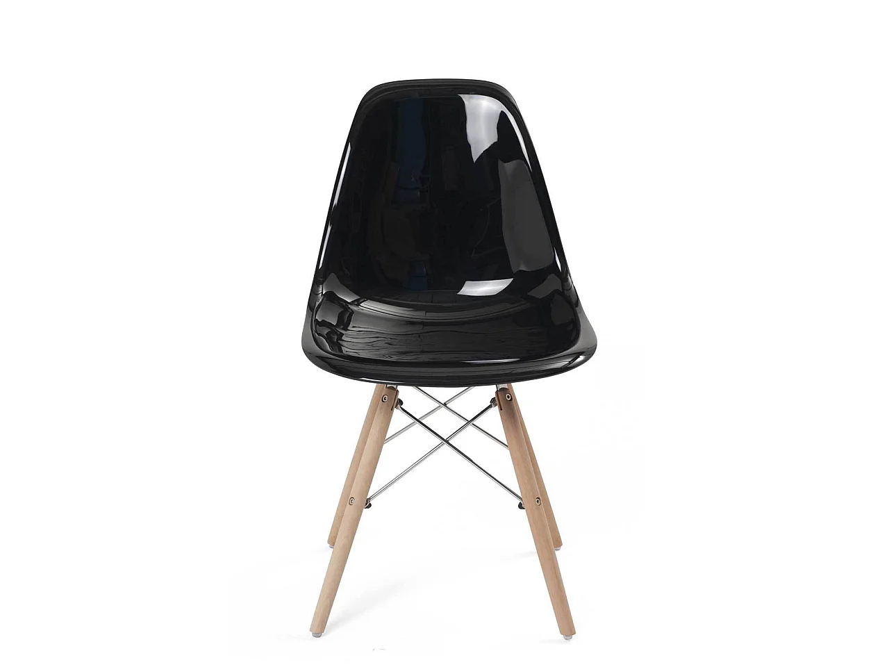 Lot 2 chaises scandinaves siège noir brillant pieds bois NEO (noir)