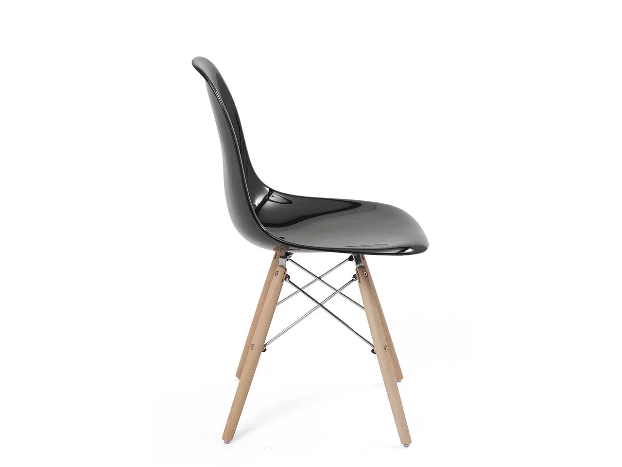 Lot 2 chaises scandinaves siège noir brillant pieds bois NEO (noir)