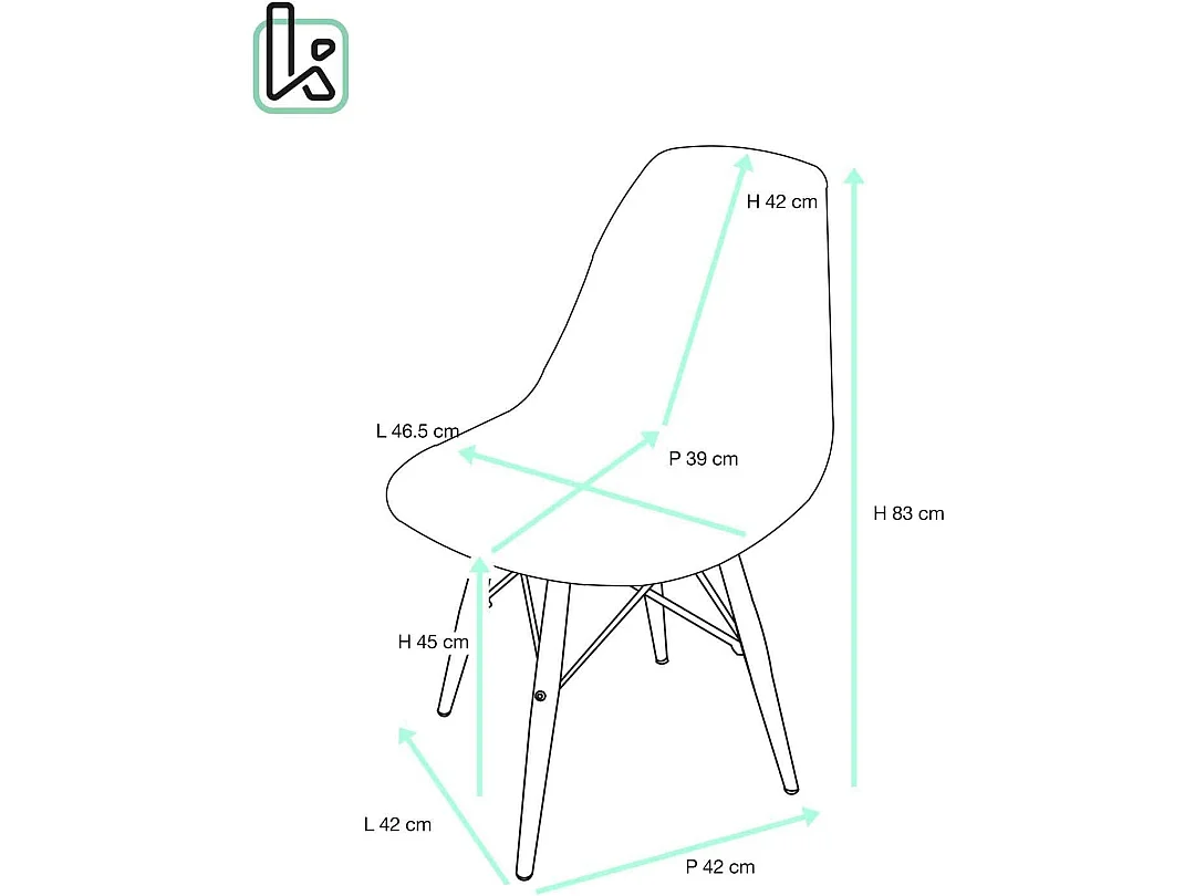 Lot 2 chaises scandinaves siège noir brillant pieds bois NEO (noir)
