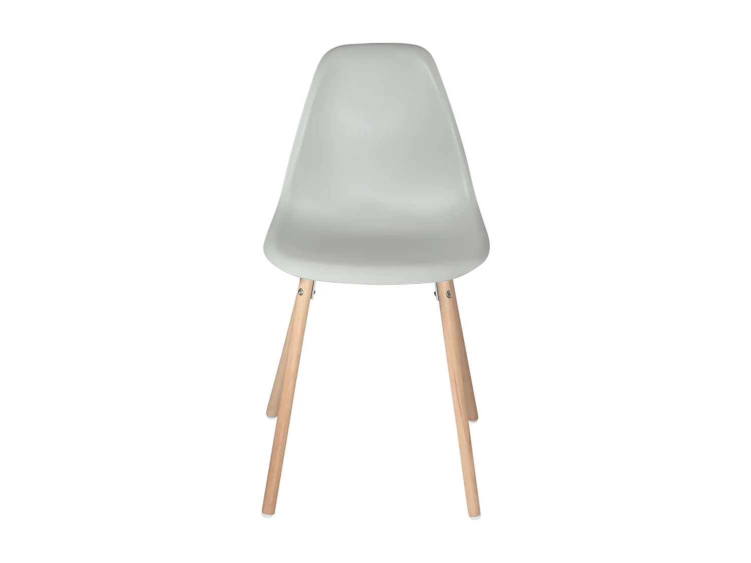 Lot 4 chaises scandinaves de cuisine siège plastique souple pieds bois clair OVA (Gris)