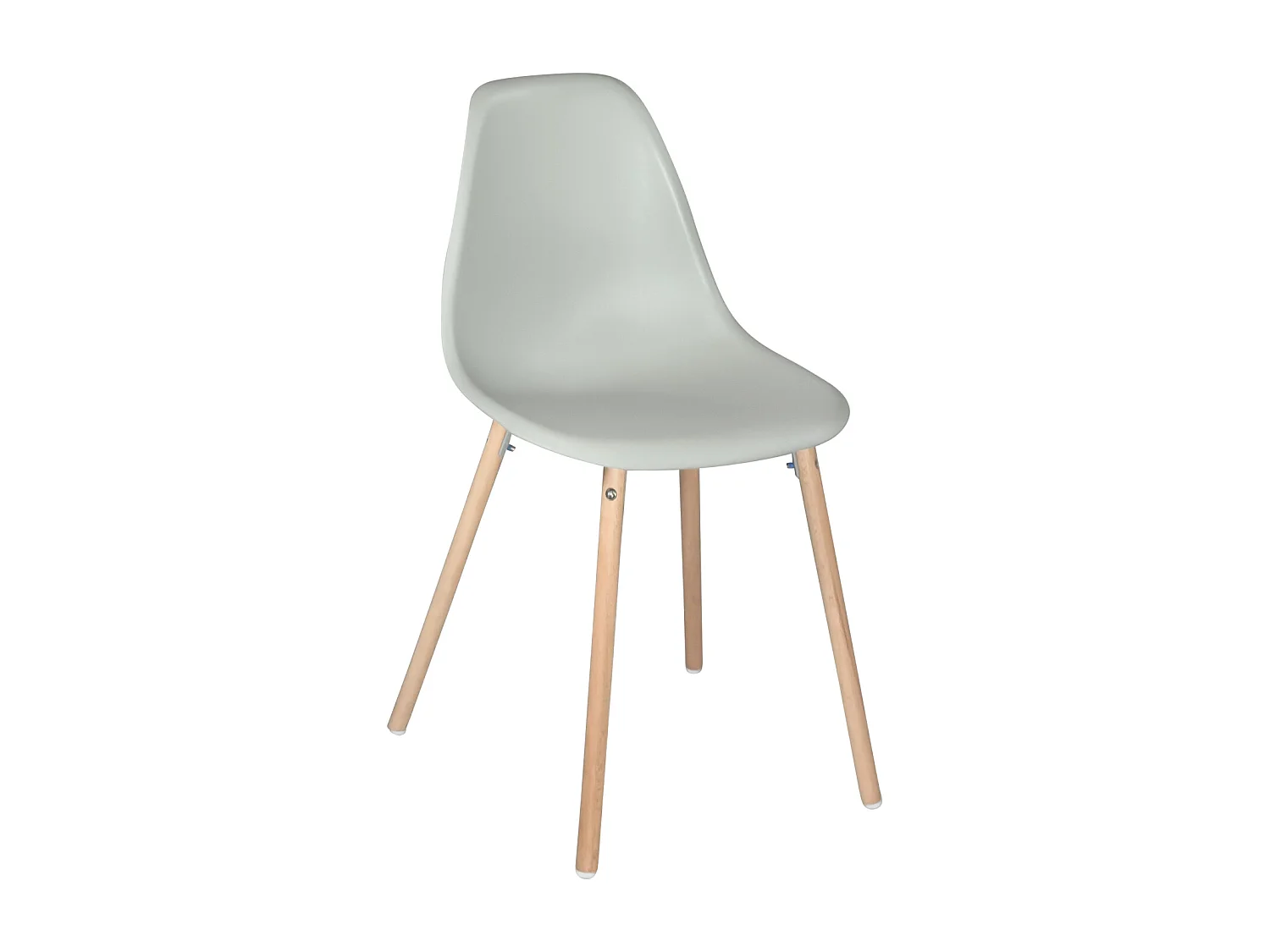 Lote de 4 sillas escandinavas de cocina diseño, asiento de plástico flexible, patas de madera de haya clara OVA (gris)