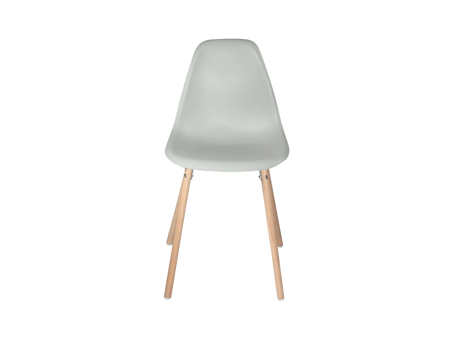 Lote de 4 sillas escandinavas de cocina diseño, asiento de plástico flexible, patas de madera de haya clara OVA (gris)