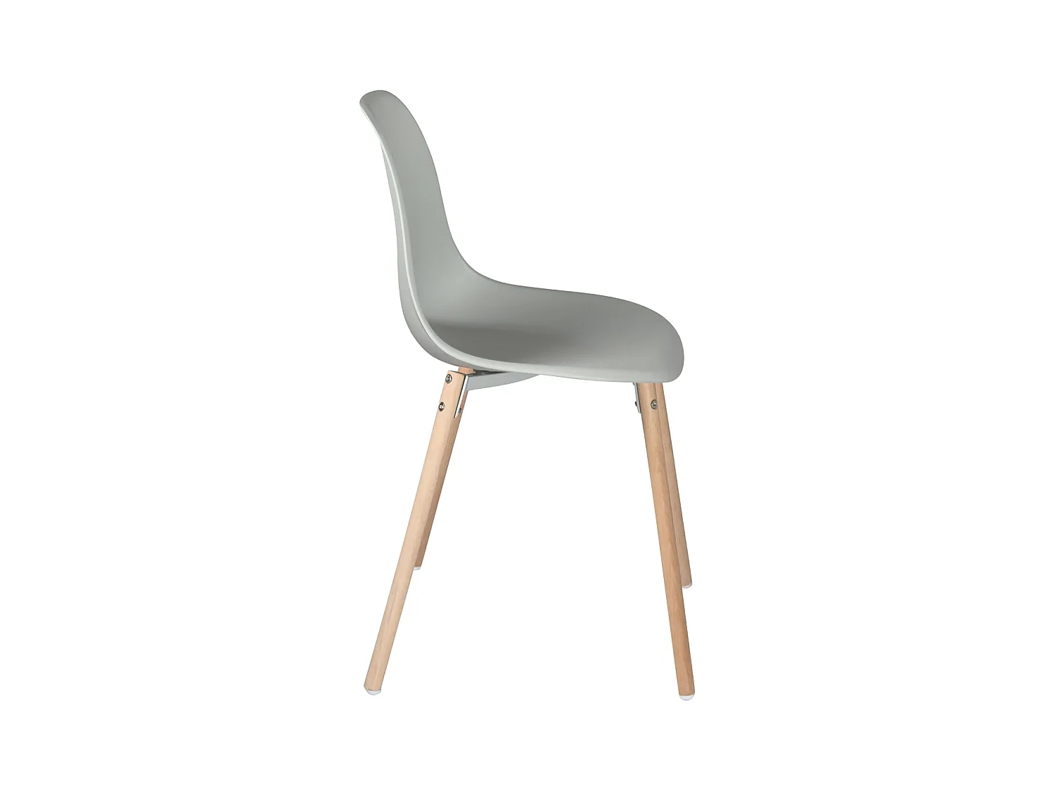 Lote de 4 sillas escandinavas de cocina diseño, asiento de plástico flexible, patas de madera de haya clara OVA (gris)