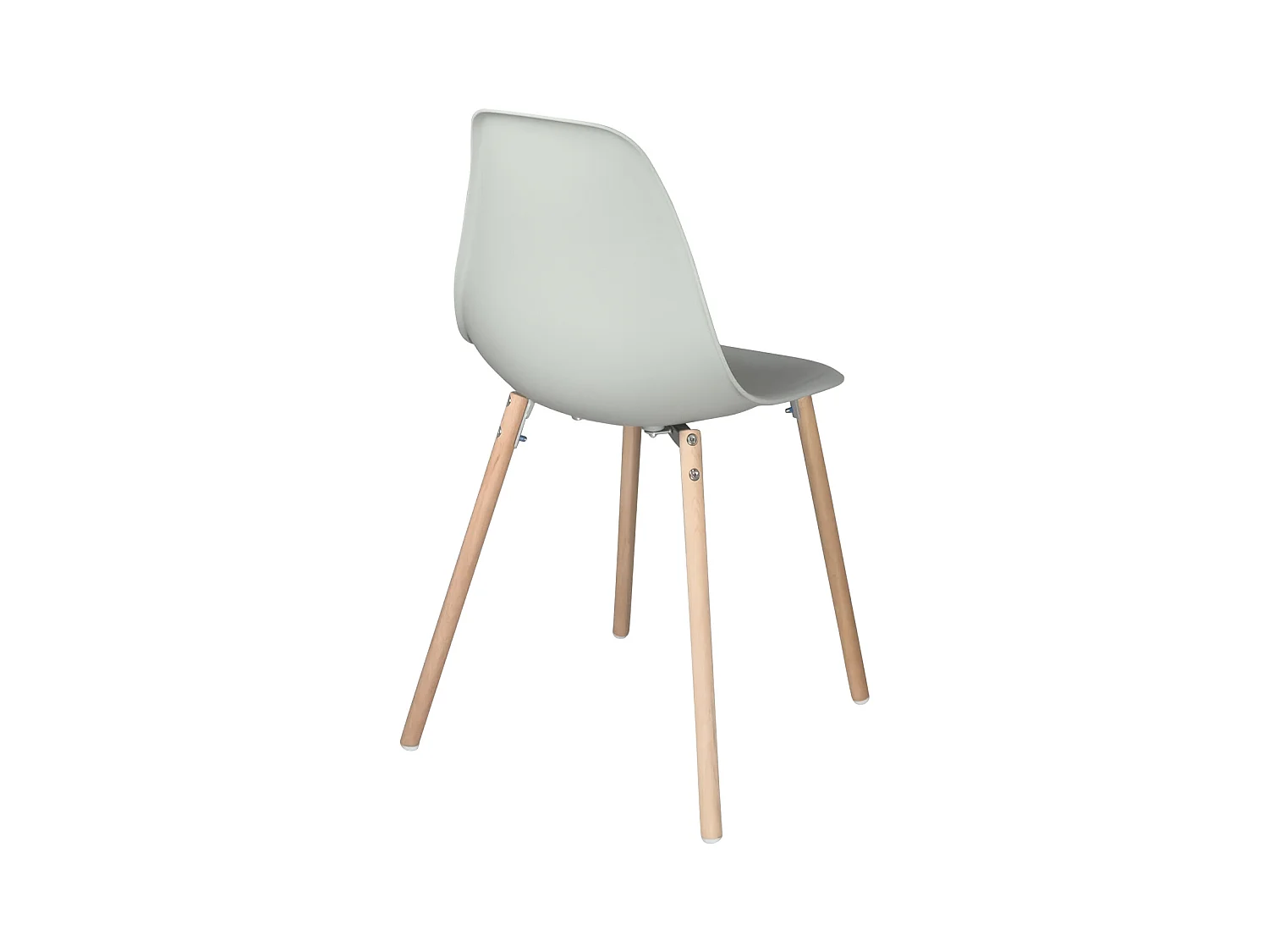 Lote de 4 sillas escandinavas de cocina diseño, asiento de plástico flexible, patas de madera de haya clara OVA (gris)