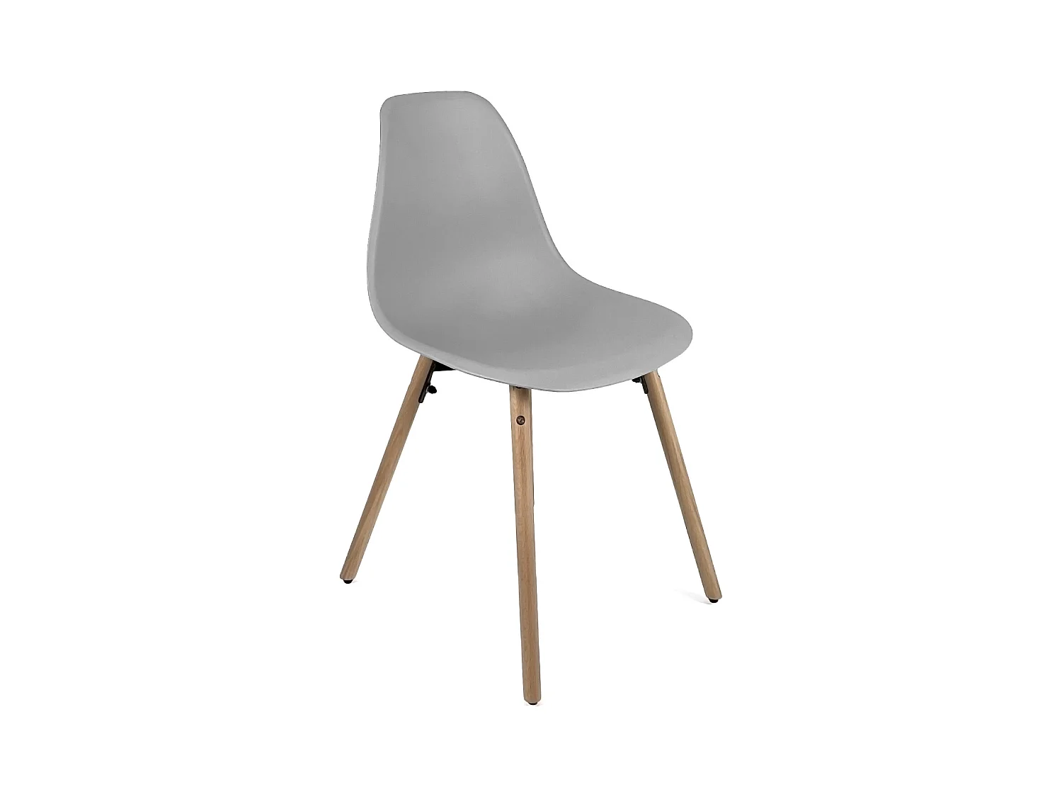 Lote de 4 sillas escandinavas de cocina diseño, asiento de plástico flexible, patas de madera de haya clara OVA (gris)