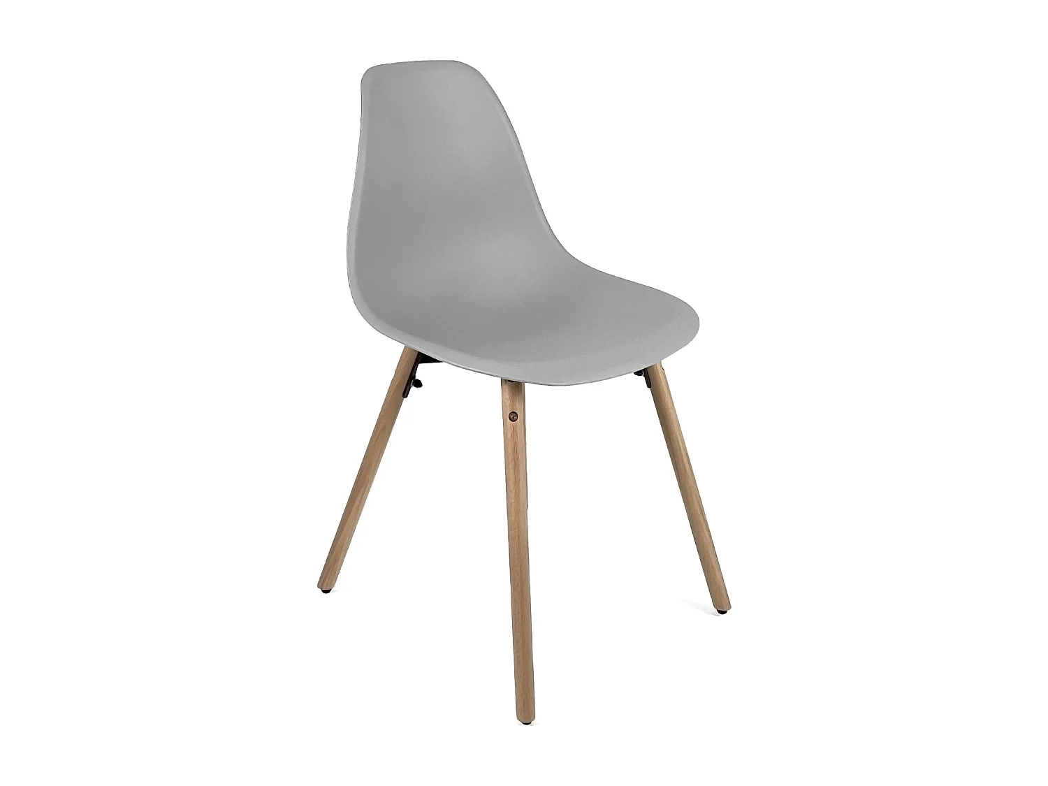 Lot 4 chaises scandinaves de cuisine siège plastique souple pieds bois clair OVA (Gris)