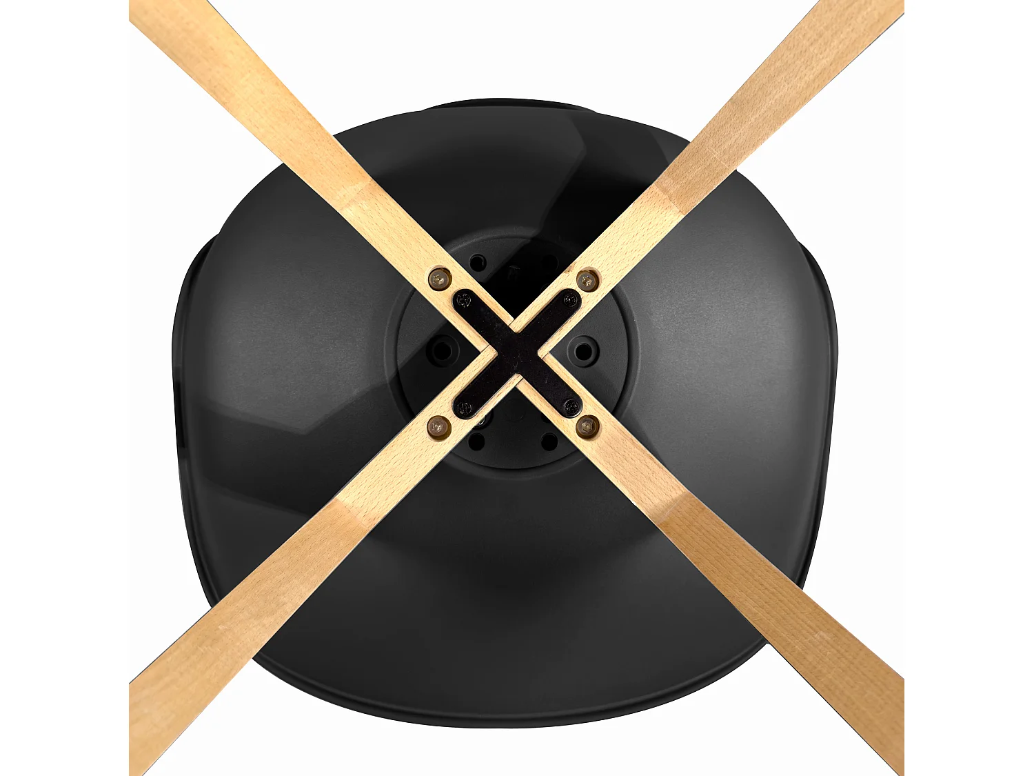 Lote de 2 sillas escandinavas de cocina y comedor. Asiento amplio de plástico flexible, cojín de cuero sintético acolchado. Patas de madera de haya LAO (negro)