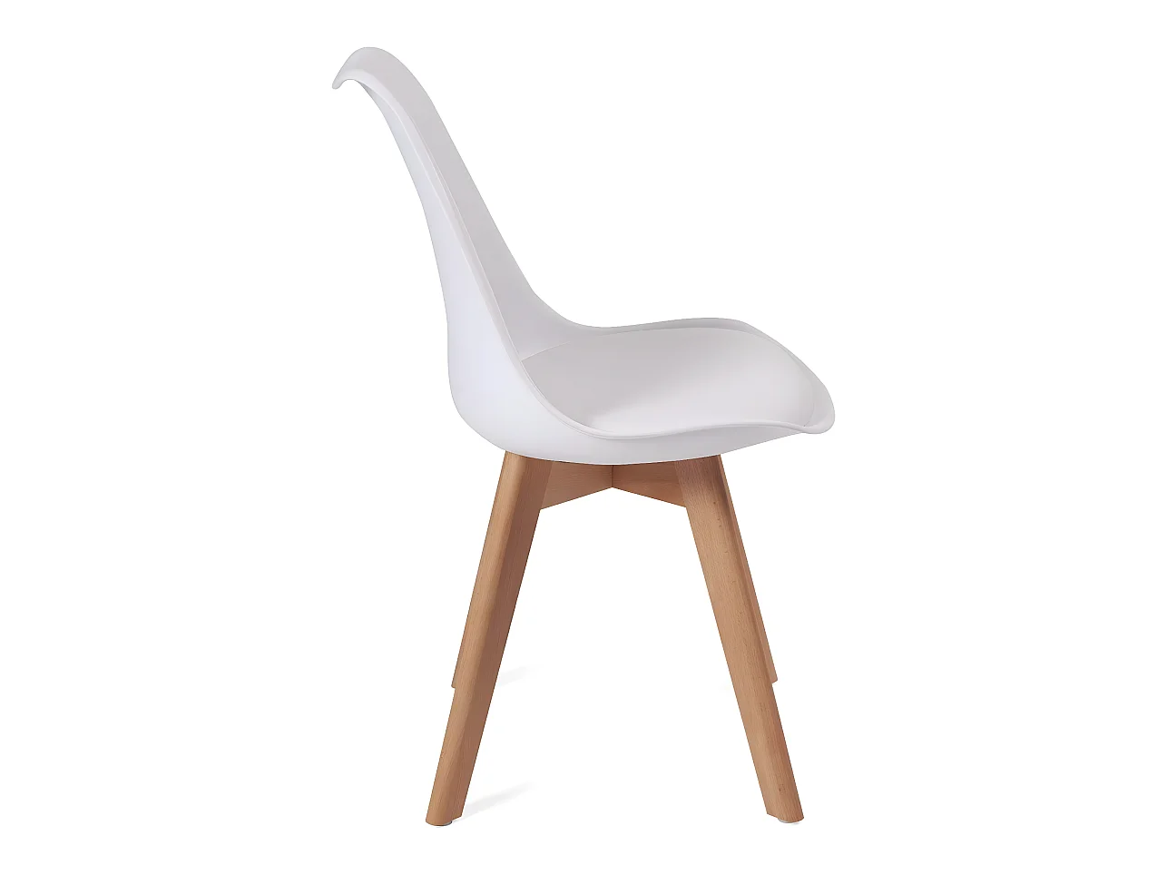 Juego de 4 sillas escandinavas LAO con cojín de cuero sintético blanco