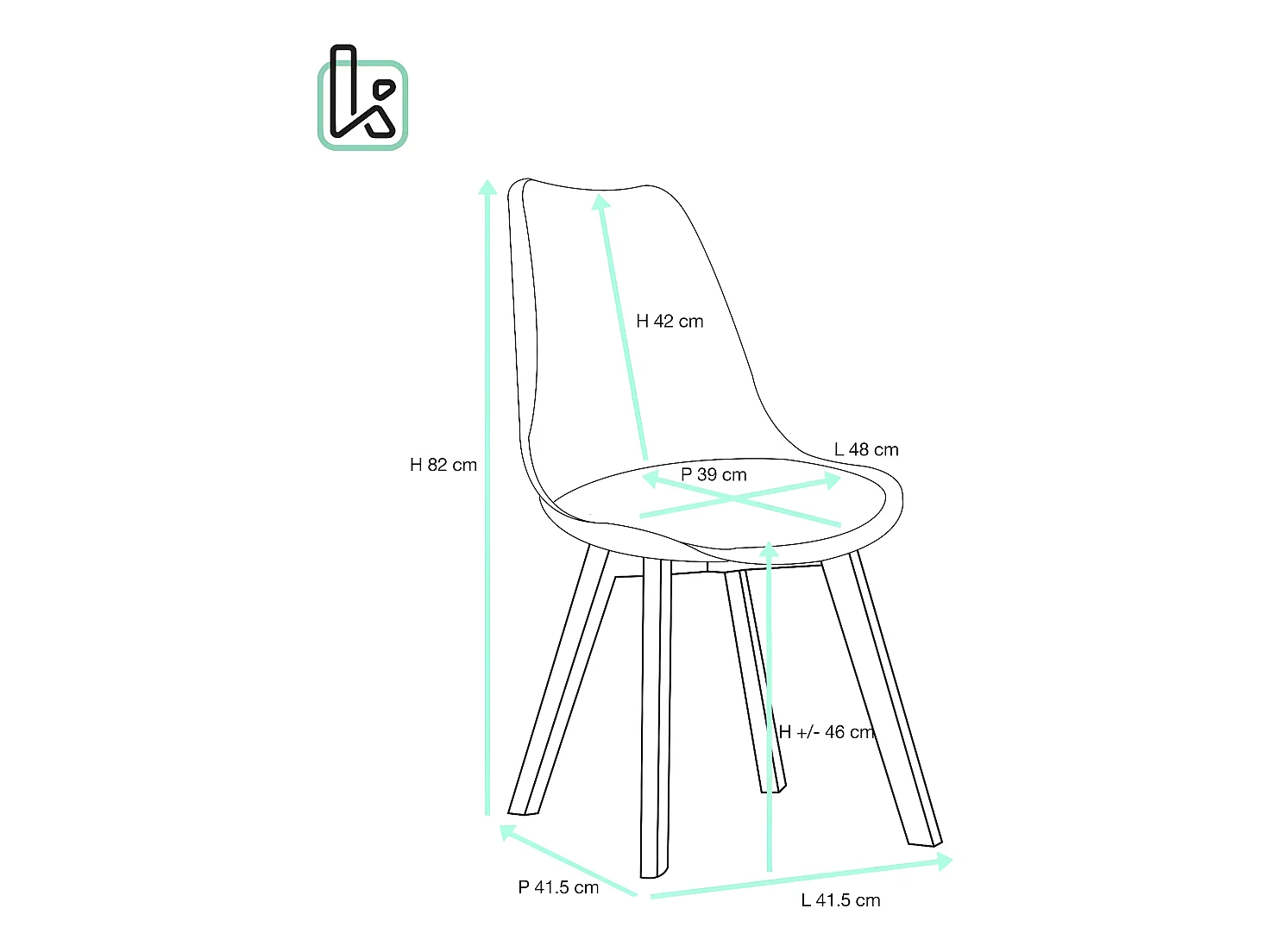 Juego de 4 sillas escandinavas LAO con cojín de cuero sintético blanco