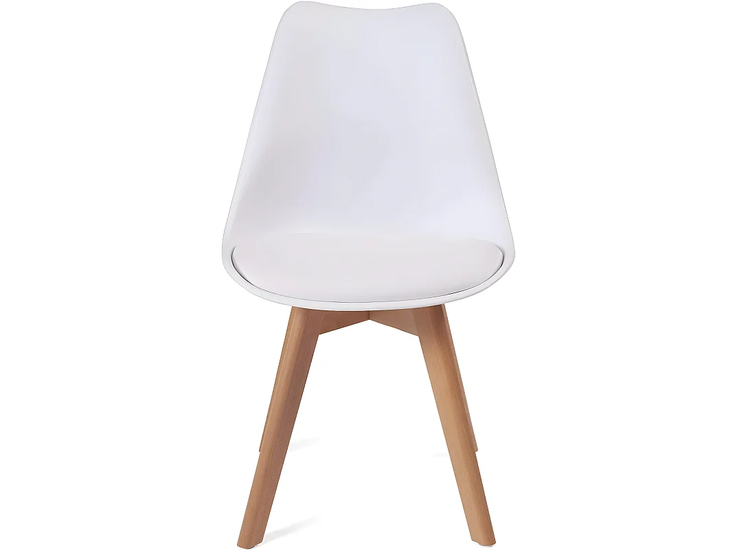 Lot de 4 chaises scandinaves LAO avec coussin en simili blanc