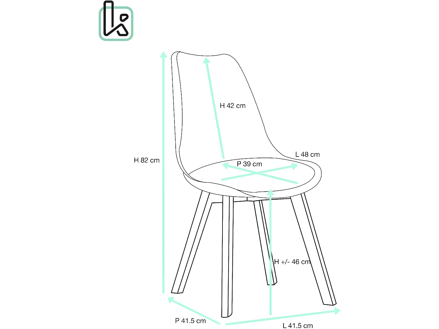 Juego de 2 sillas escandinavas para comedor o cocina, asiento ancho de plástico flexible, cojín de cuero sintético acolchado, patas de madera de haya LAO (blanco)