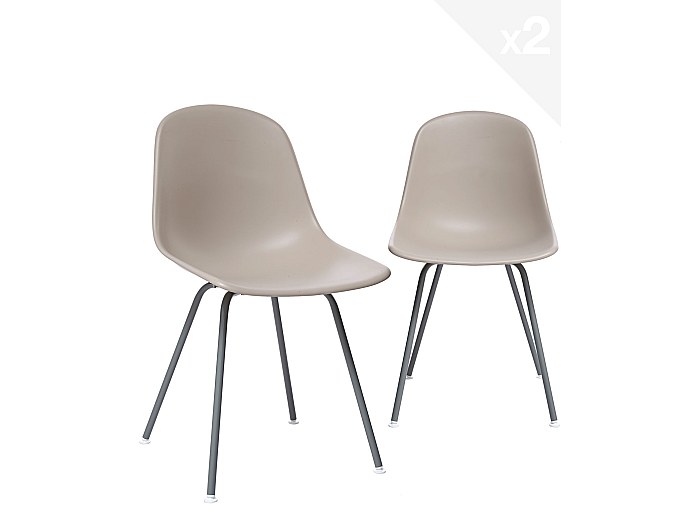 Lot de 2 chaises de Cuisine Design SUPA (Beige)