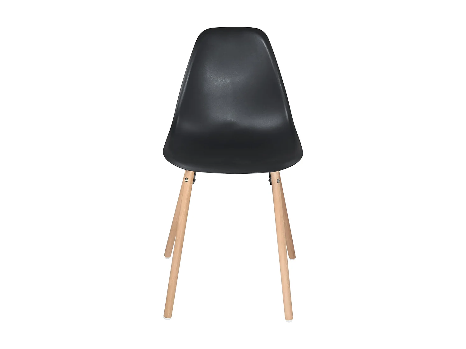 Lote de 4 sillas escandinavas de cocina diseño, asiento de plástico flexible, patas de madera de haya clara OVA (negro)