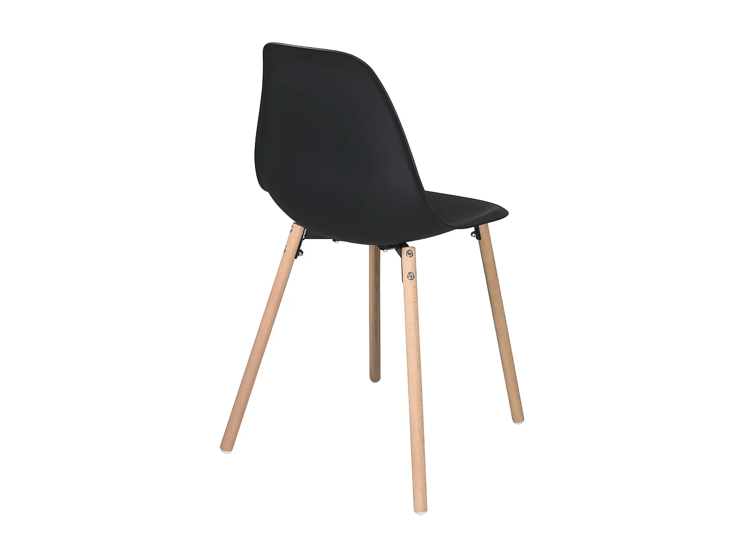 Lote de 4 sillas escandinavas de cocina diseño, asiento de plástico flexible, patas de madera de haya clara OVA (negro)