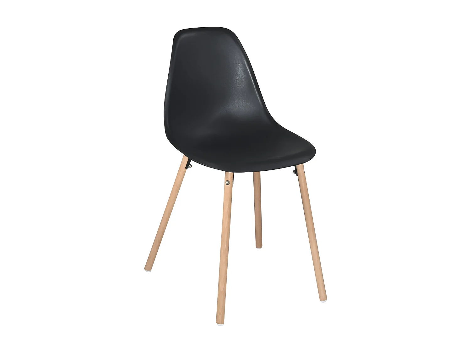 Lot 4 chaises scandinaves de cuisine siège plastique souple pieds bois clair OVA (Noir)