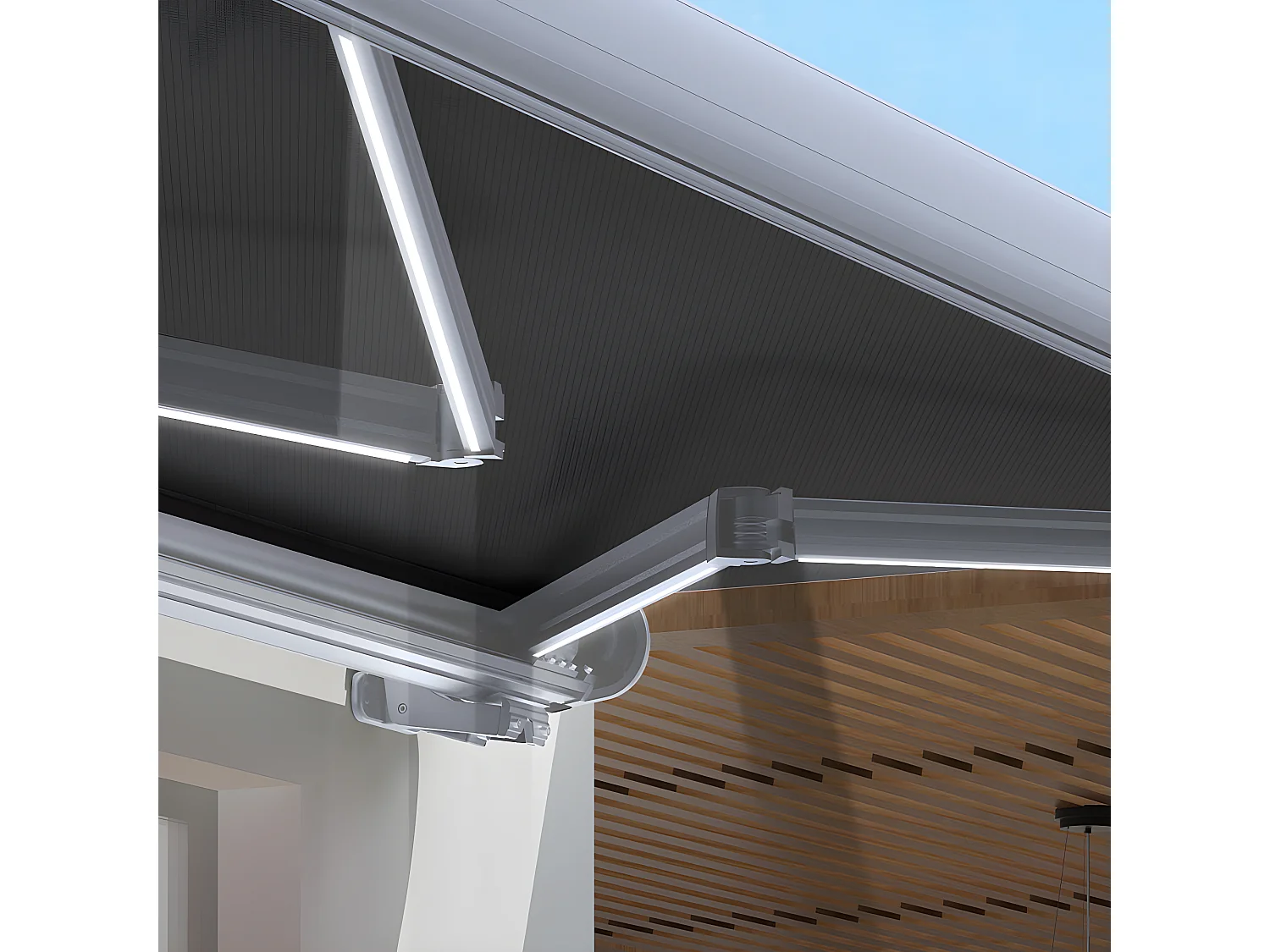 Store banne motorisé 3x2m LED ATLANTA Gris Aluminium coffre intégral