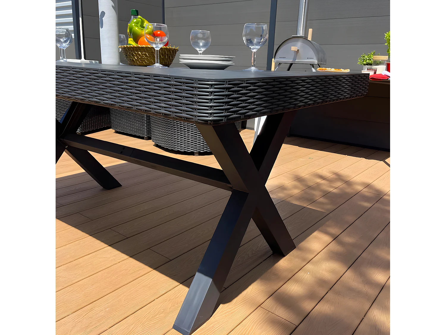 Table de jardin 6 places BELIZE Gris Résine 168 x 98 cm